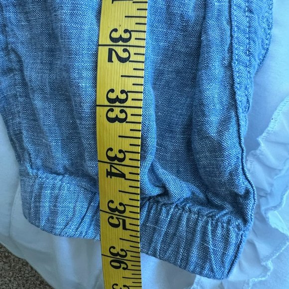 Athleta Womens Chambray Blue Cabo Linen Jogger Pants Elastic Waist Sz 8 - Picture 7 of 8